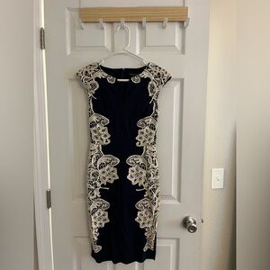 ModCloth Lakeside Libations Navy and Lace Dress